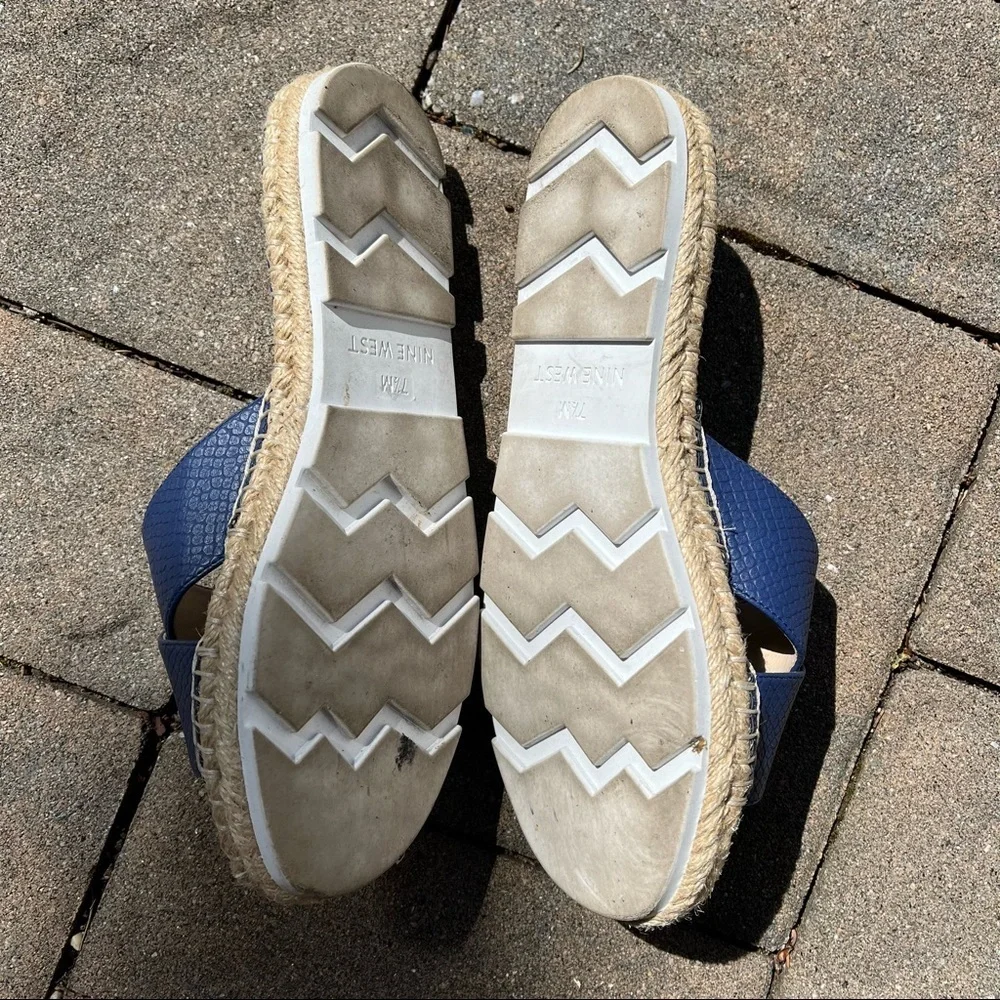 Nine West Platform Esphadrilles Slide Sandal Blue Navy Size 7.5